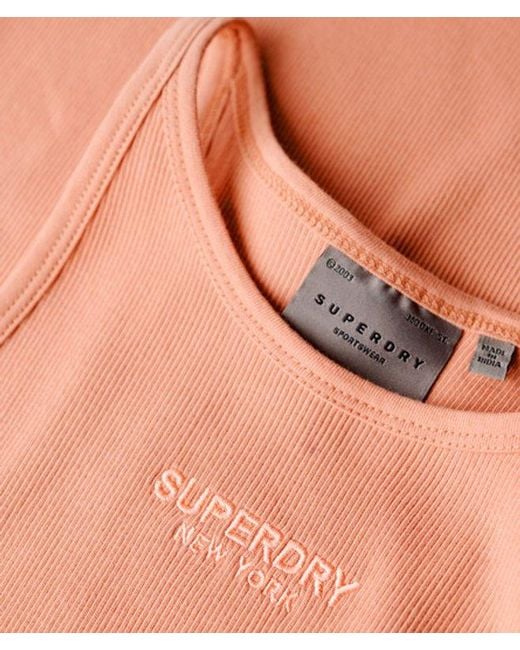 Superdry Natural Embroidered Rib Racer Dress
