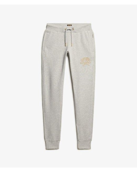 Superdry White Luxe Metallic Logo Slim Joggers