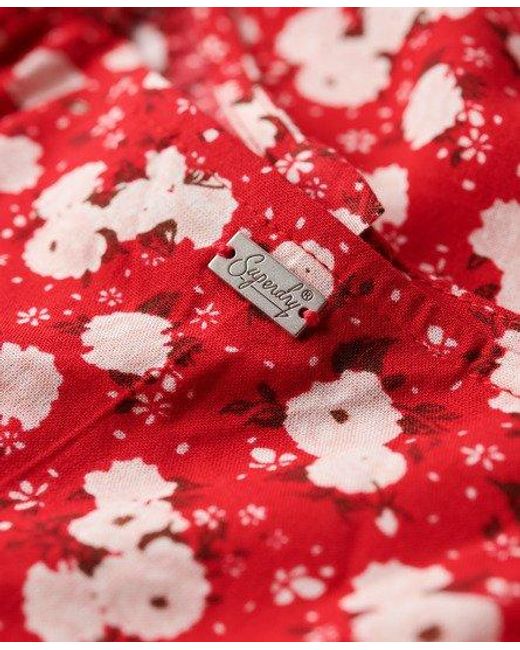 Superdry Cami Midi-jurk Met Knoopsluiting En Print in het Red