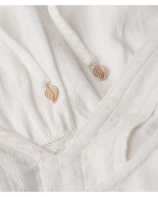 Superdry White Cotton Ibiza Long Sleeve Tiered Mini Dress