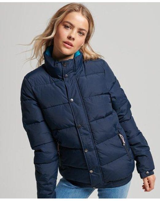 Superdry Blue Source Retro Puffer Jacket Nordic Chrome