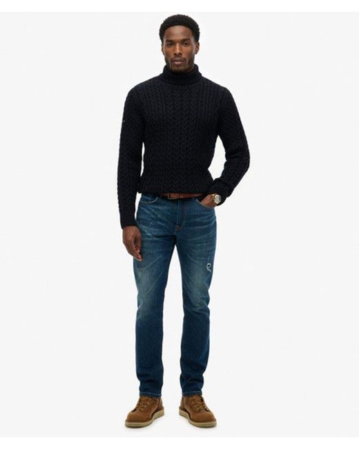 Superdry Black & Co Jacob Cable Roll Neck Jumper for men