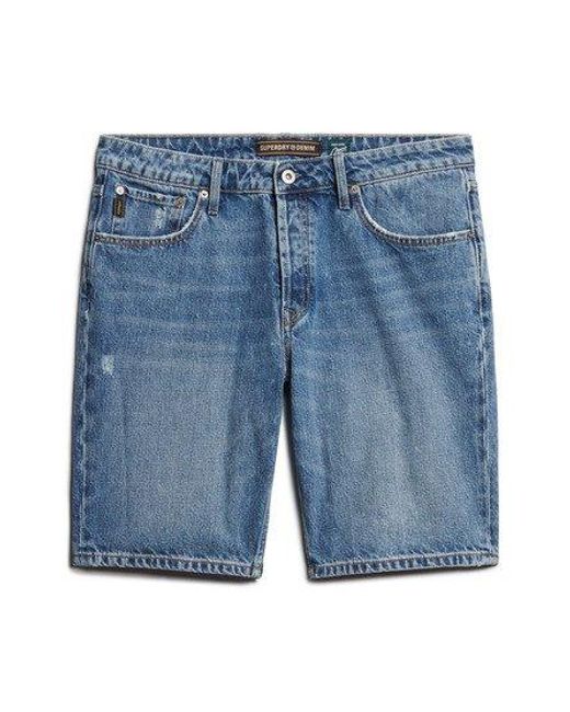Superdry Blue Vintage Straight Shorts for men