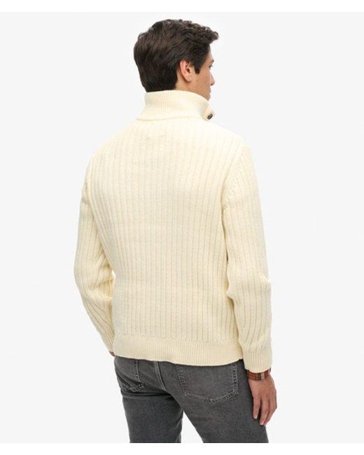 Superdry Natural Ribbed Half Button Jumper for men