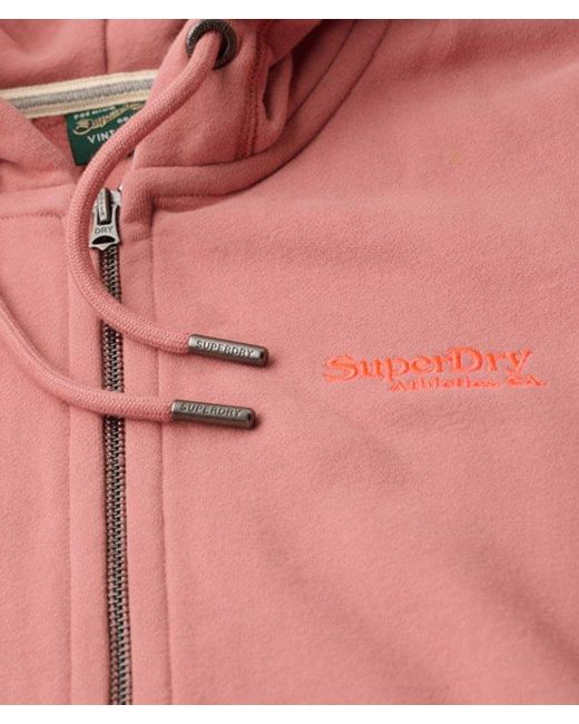 Superdry Pink Essential Logo Half Brushed Zip Hoodie