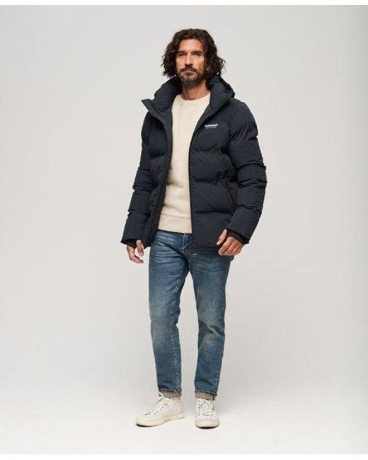 Superdry Blue Hooded Boxy Puffer Jacket for men