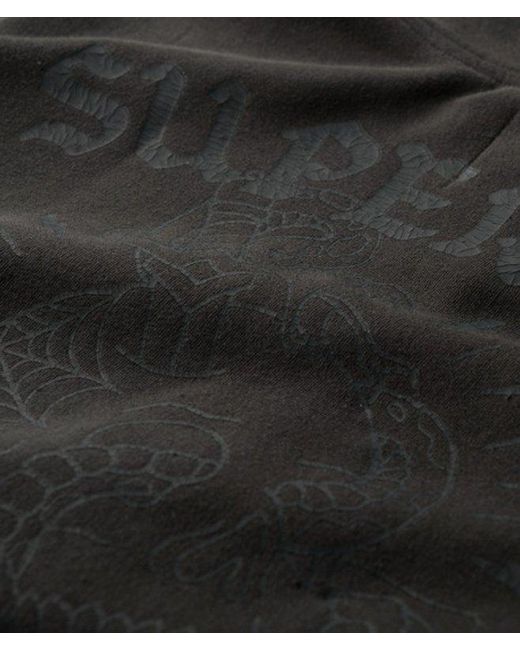 Superdry Black & Co Tattoo Graphic Loose Zip Hoodie for men