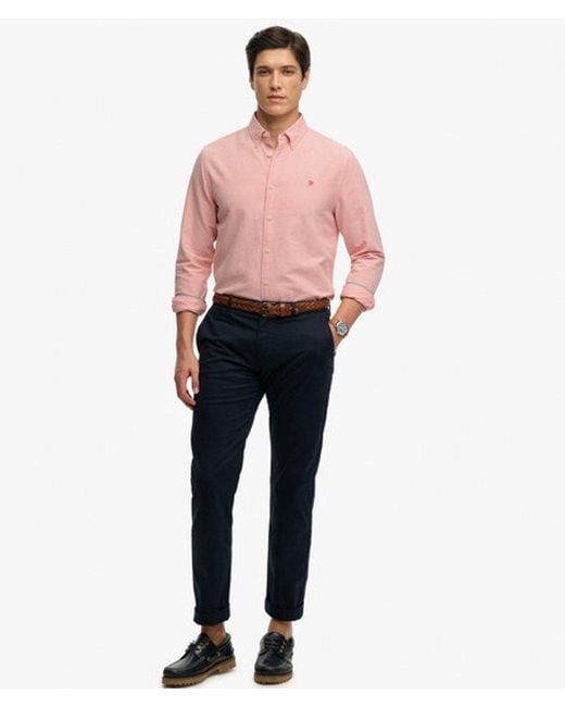 Superdry Pink & Co Preppy Oxford Long Sleeve Shirt for men