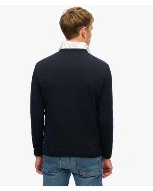 Superdry Blue & Co Cotton Classics Knit Crew Jumper for men