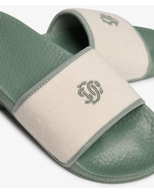 Superdry Green & Co Towelling Pool Sliders