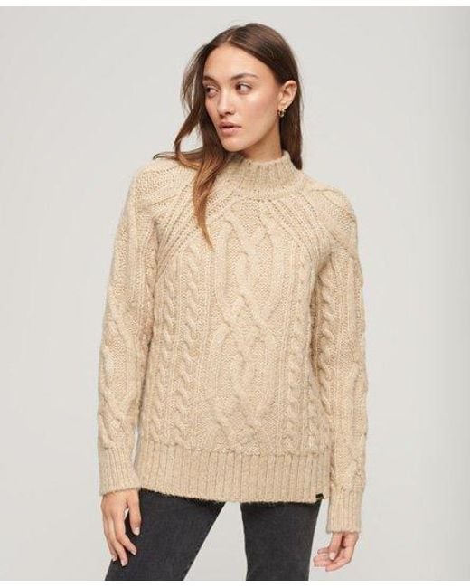 Superdry Natural High Neck Cable Knit Jumper