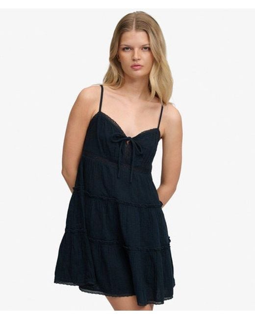 Superdry Black & Co Cheesecloth Tiered Mini Dress
