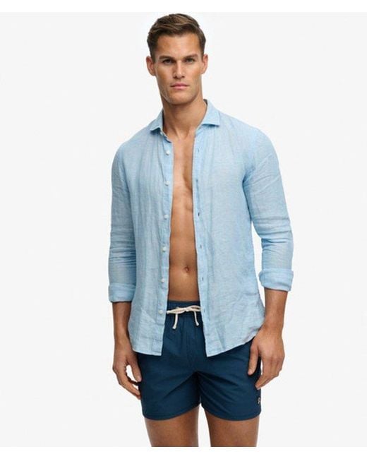 Superdry Blue & Co Seer Sucker 15-inch Swim Shorts for men