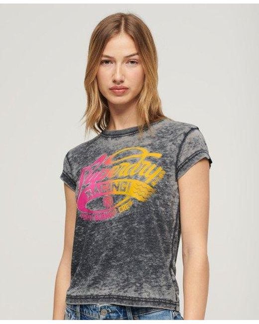 Superdry Gray Fade Rock Graphic Capped Sleeve T-shirt