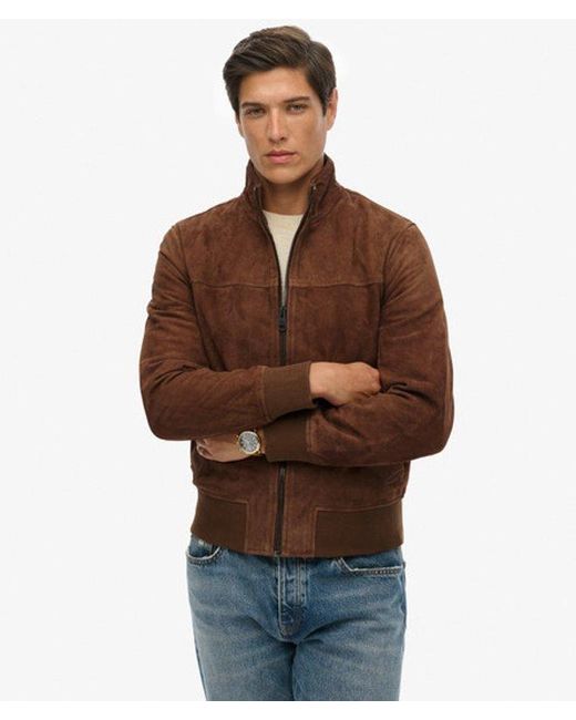 Superdry Blue & Co Modern Leather Sports Jacket for men