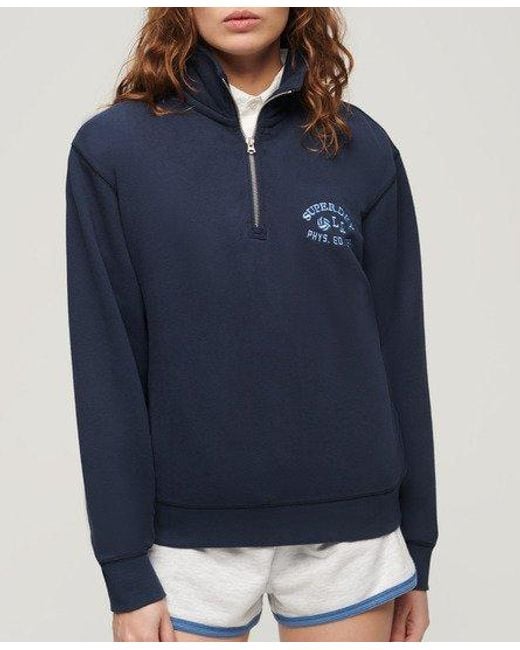 Superdry Blue Athletic Essentials Half Zip Sweatshirt