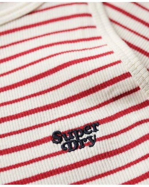 Superdry Red Essential Logo Striped Racer Vest Top