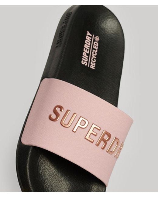 Superdry Black & Co Code Logo Pool Sliders