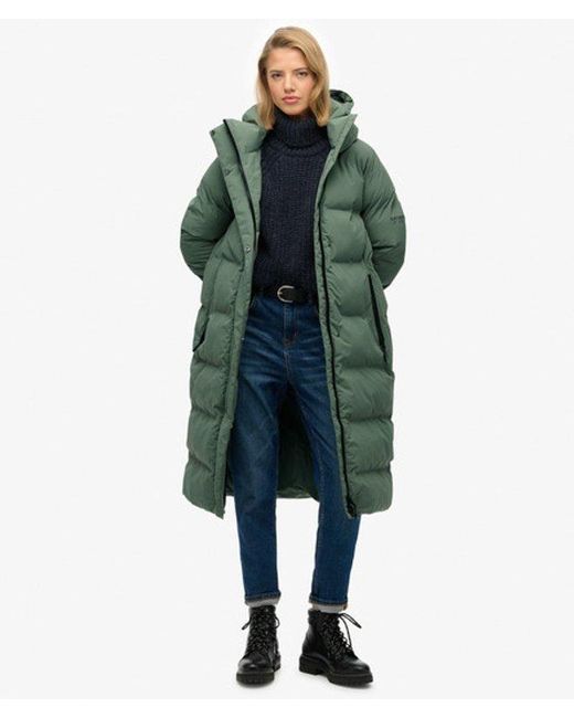 Superdry Green & Co Hooded Long Puffer Jacket