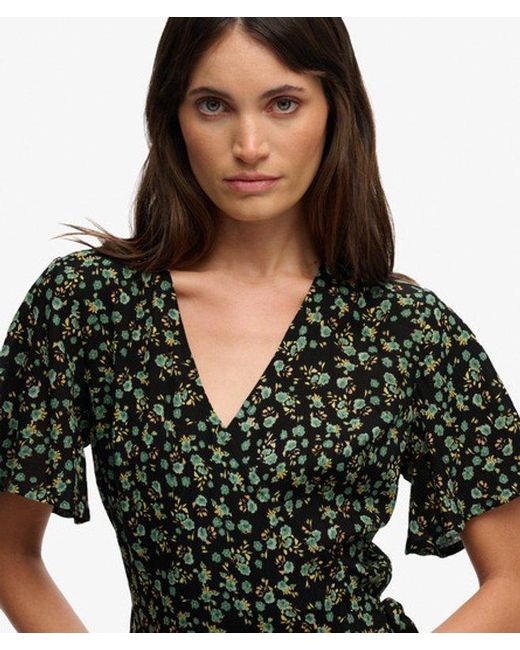 Superdry Mini Swing Wrap Jurk in het Green