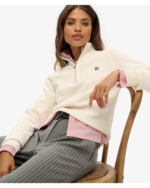 Superdry Natural Essentials Slim Half Zip Knit