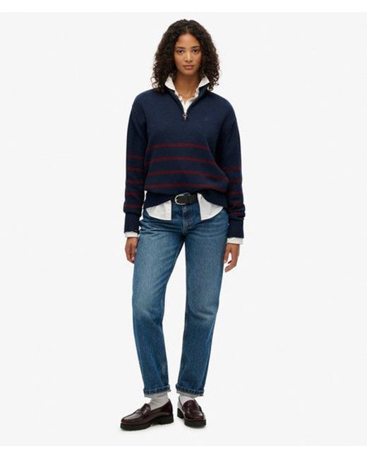 Superdry Blue & Co Knitted Half Zip Jumper