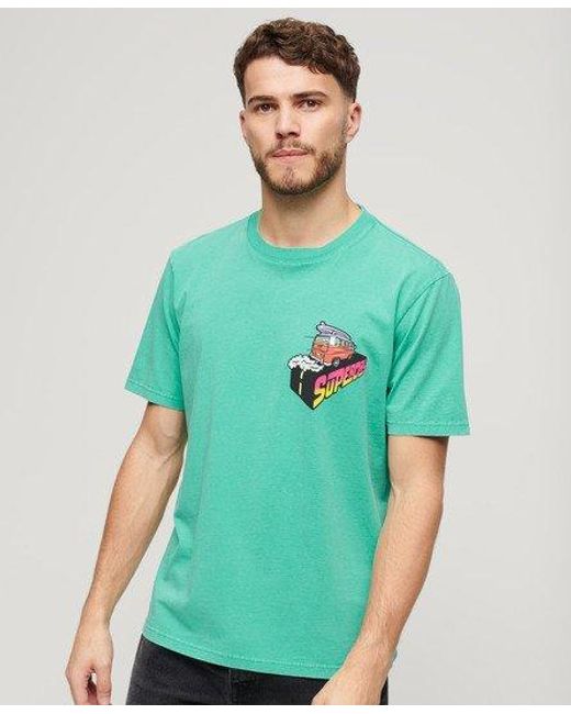Superdry Green Neon Travel Chest Loose T-shirt for men