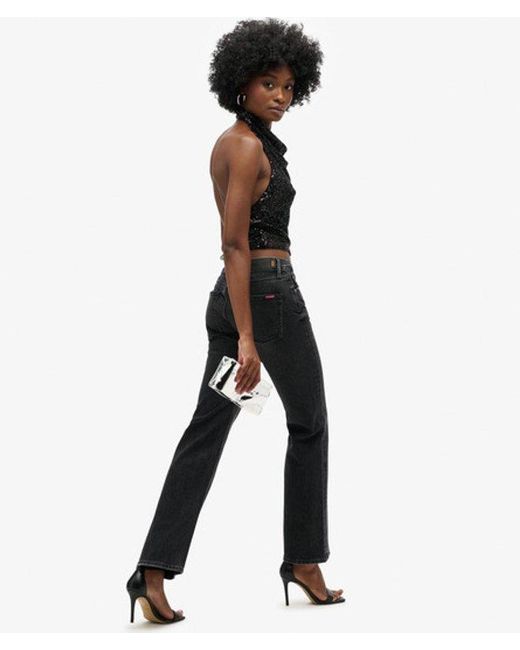 Superdry Black & Co Sequin Cowl Halter Neck Top