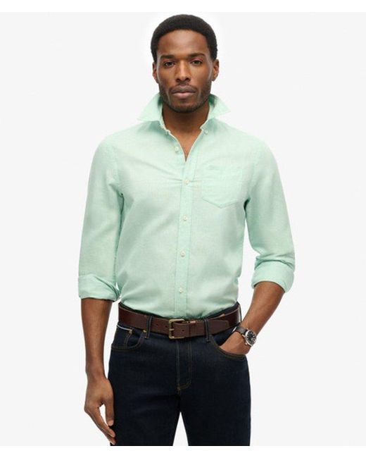 Superdry Green & Co Cotton Linen Long Sleeve Shirt for men