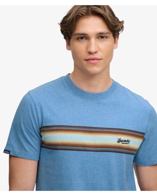 Superdry Blue & Co Outdoor Stripe Logo Relaxed T-shirt for men