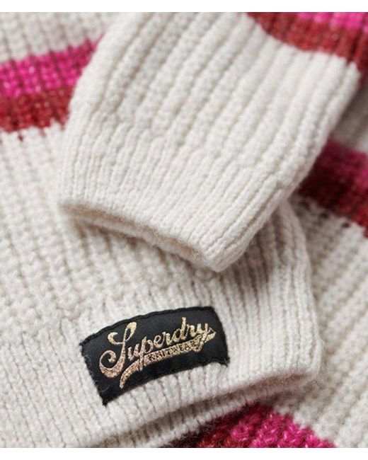 Superdry Red & Co Stripe Cropped Roll Neck Jumper