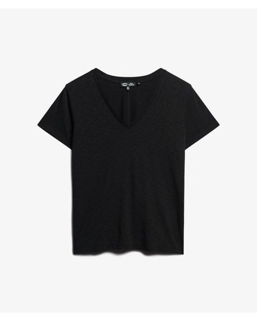 Superdry Black & Co Classic Slub Embroidered V-neck T-shirt