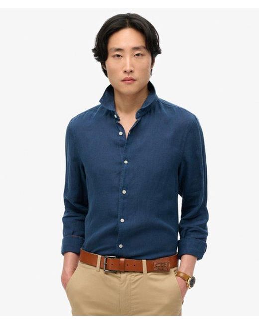 Superdry Blue & Co Vacation Long Sleeved Linen Shirt for men