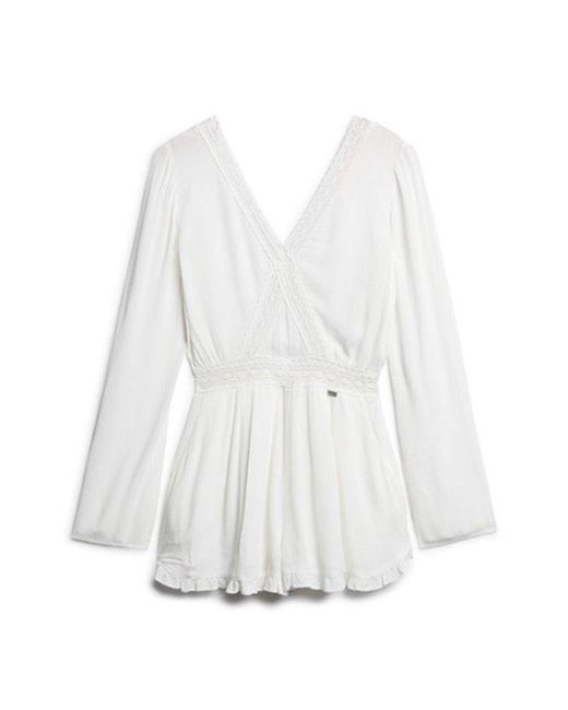 Superdry Natural Flare Sleeve Cut Out Playsuit