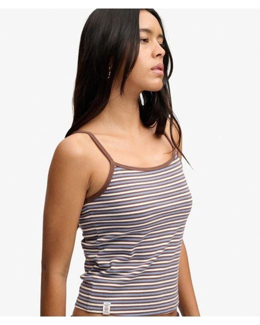 Superdry Athletic Essentials Cami Slanke Pasvorm in het Gray