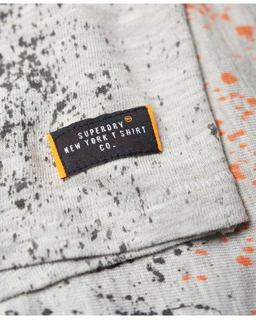 Superdry White Tropics Longline T-Shirt Marl Splatter for men