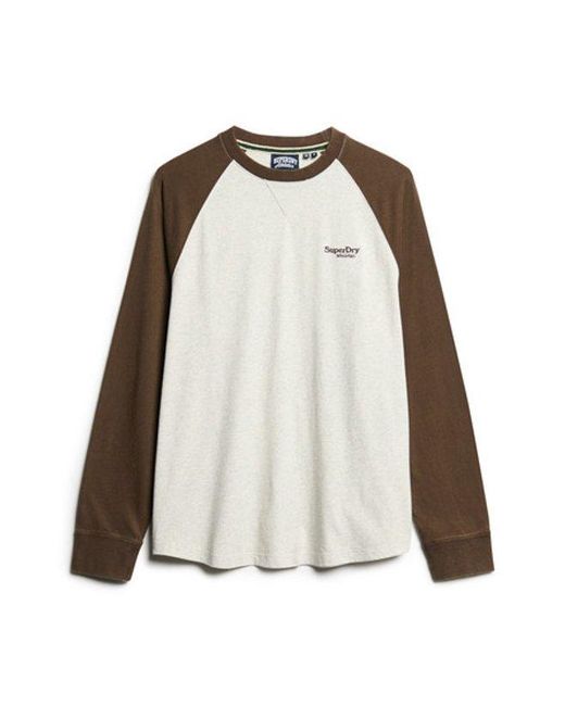Superdry Gray & Co Boxy Fit Essential Logo Baseball Long Sleeve Top for men