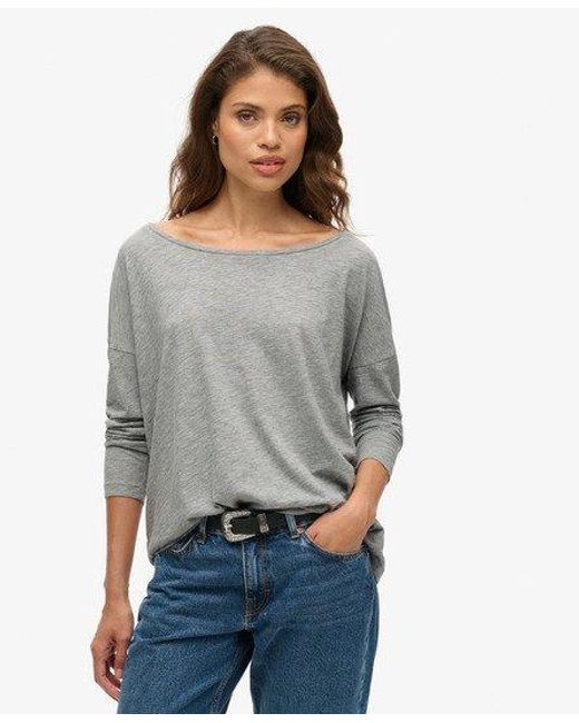 Superdry Gray Long Sleeve Jersey Top