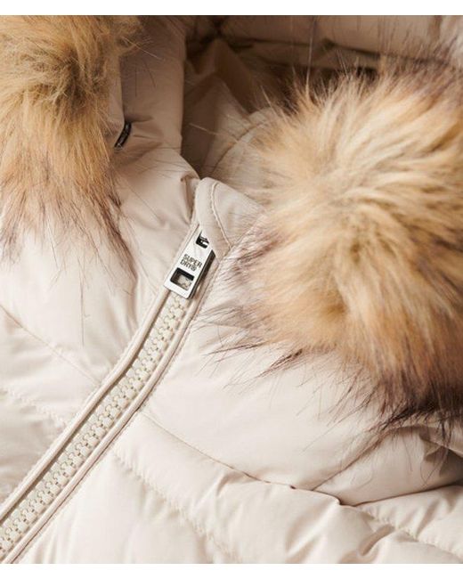 Veste rembourrée à capuche en fourrure synthétique fuji Superdry en coloris Natural