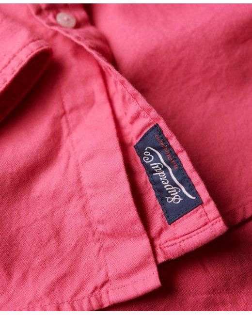 Superdry Pink Overdyed Organic Cotton Long Sleeve Shirt for men