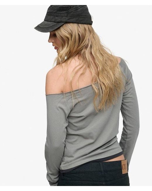 Superdry Gray Bench X & Co Bench Fitted Long Sleeve Layer Top