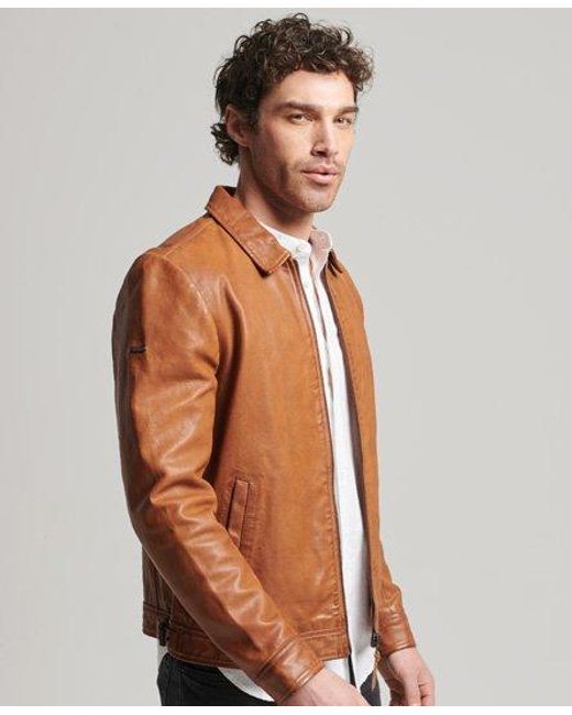 Chaqueta de piel Studios Coach Superdry de Cuero de color Marrón para  hombre | Lyst