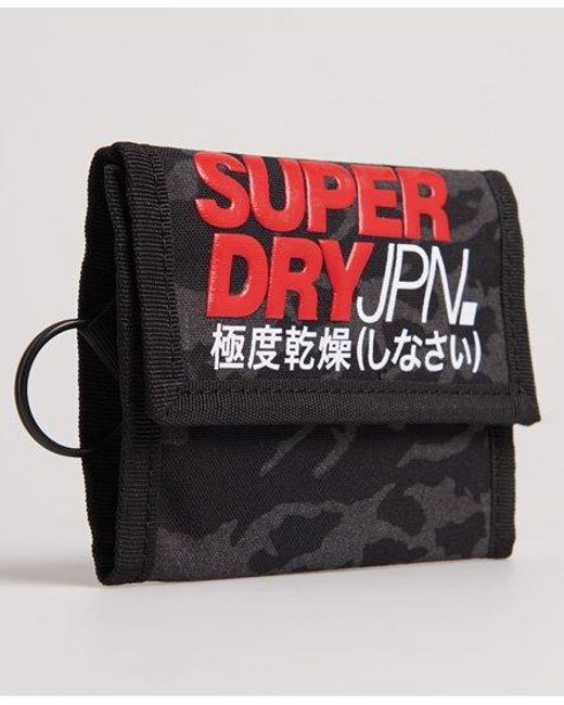 Superdry Black T Camo Hook And Loop Wallet for men