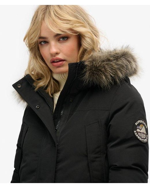 Superdry Black & Co Everest Faux Fur Parka Coat