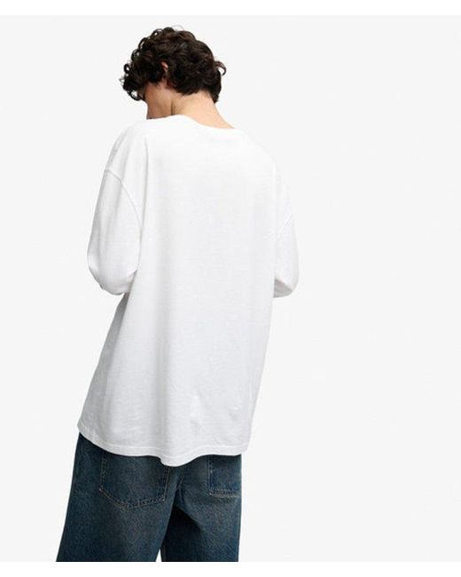 Superdry White Bench X & Co Bench Boxy Long Sleeve Pocket Top for men