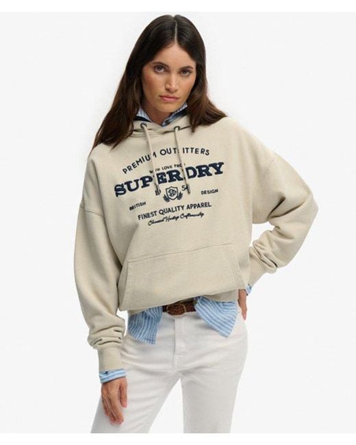 Superdry Gray & Co Luxe Casual Embroidered Relaxed Hoodie