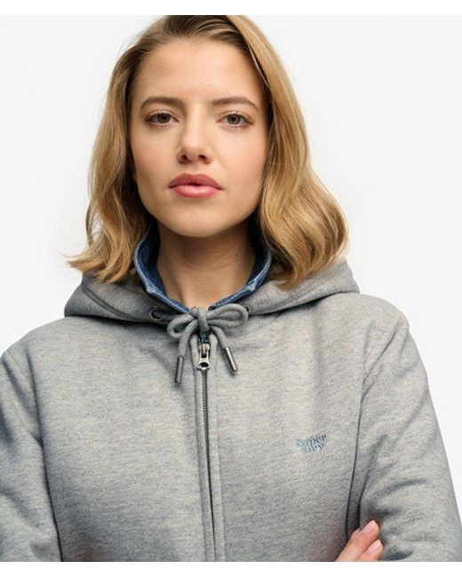 Superdry Gray & Co Essential Borg Lined Zip Hoodie