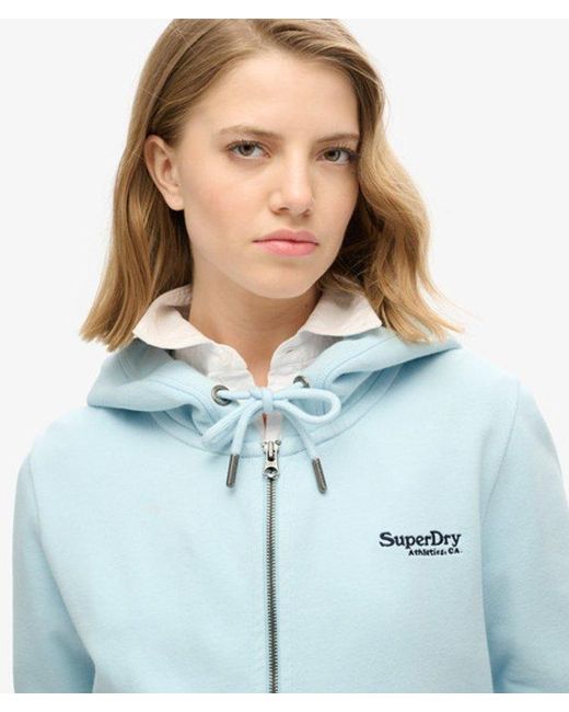 Superdry Blue Essential Logo Half Brushed Zip Hoodie