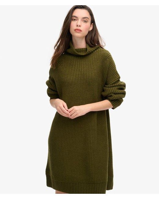 Superdry Green & Co Chunky Rib Knit Jumper Dress