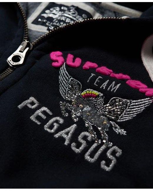 Superdry Blue Pegasus Sparkle Hoodie Eclipse